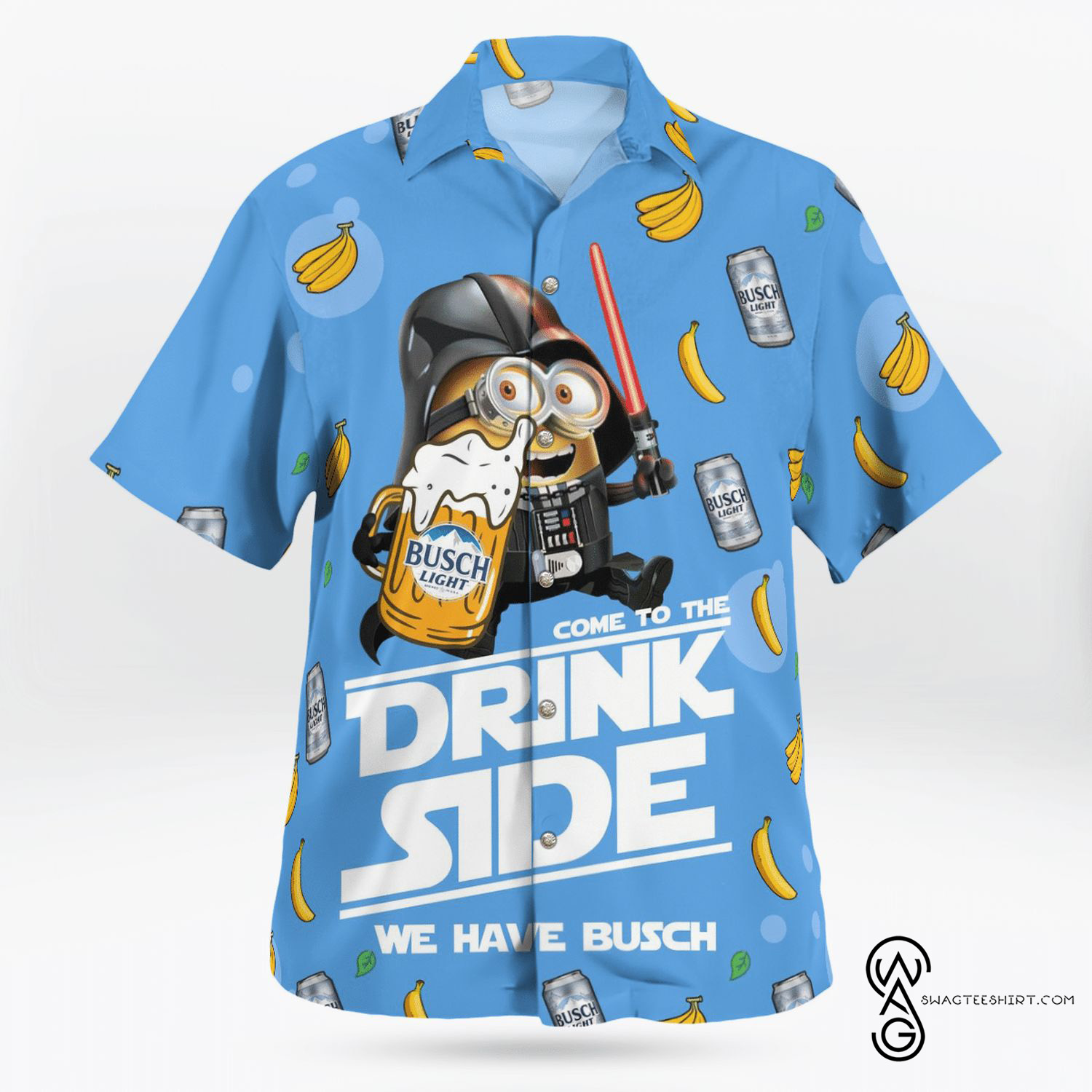 [Top Trending] Minion Darth Vader Busch Light Busch Latte Drinking Beer Lover Beach Summer Full Printing Hawaiian Shirt